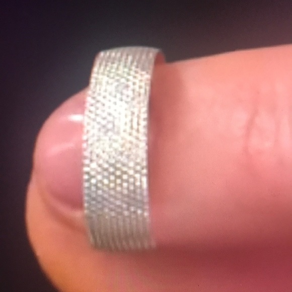 Sterling beaded textured band ring size 7 - Picture 3 of 7